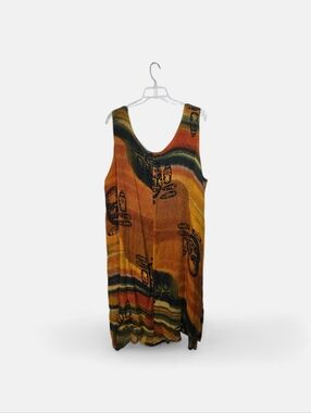 Vintage Pegasus Womens Rayon Dress Lined Plus Size (2X/ 3X) Sleeveless Lagenlook